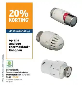 GAMMA Sanivesk radiatorknop thermostatisch M30 wit aanbieding