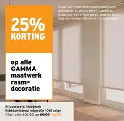 GAMMA Maatwerk lichtdoorlatend rolgordijn 1061 beige aanbieding