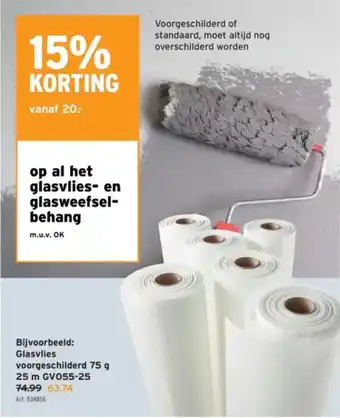 GAMMA Glasvlies voorgeschilderd GV055-25 aanbieding