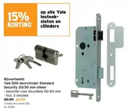 GAMMA Yale 500 deurcilinder Standard Security 30/30 mm nikkel aanbieding