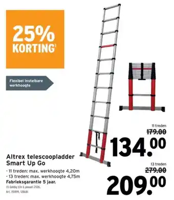 GAMMA Altrex telescoopladder Smart Up Go aanbieding