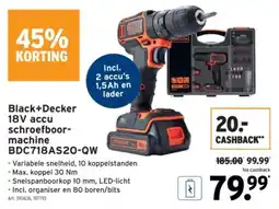 GAMMA Black+Decker 18V accu schroefboormachine BDC718AS20-QW aanbieding
