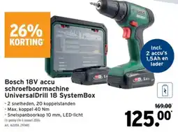 GAMMA Bosch 18V accu schroefboormachine Universal Drill 18 SystemBox aanbieding