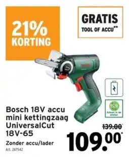 GAMMA Bosch 18V accu mini kettingzaag UniversalCut aanbieding