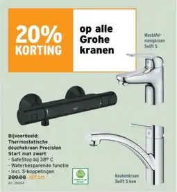 GAMMA Thermostatische douchekraan Precision Start mat zwart aanbieding