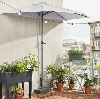 Dreamland Balkonparasol aluminium Ø 2,5 m lichtgrijs aanbieding