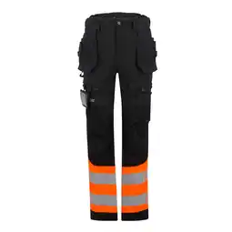 Decathlon Uniseks werkbroek met hoge visuals voor volwassenen (Zwart/Oranje) aanbieding