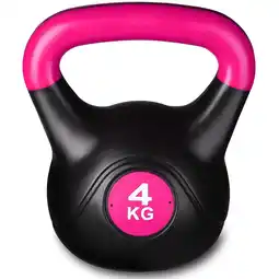 Decathlon Plastic Kettlebell voor Bodybuilding en Crosstraining INDIGO Zwart-Roze 4 kg aanbieding