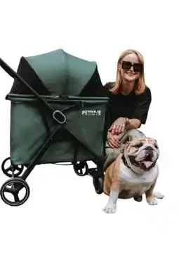 Decathlon Grote wagen voor hond of kat B.RIDER groen tot 30 kg aanbieding