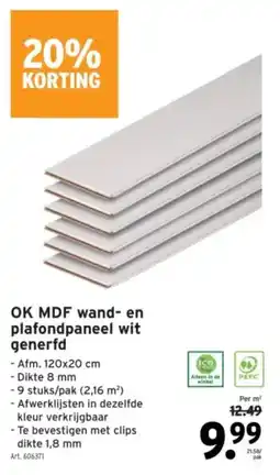 GAMMA OK MDF wand en plafondpaneel wit generfd aanbieding