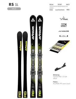 Decathlon Alpine Ski Master Pro RS SL Race Carver Slalom Ski + Ski Binding Tyrolia PRW 12 aanbieding