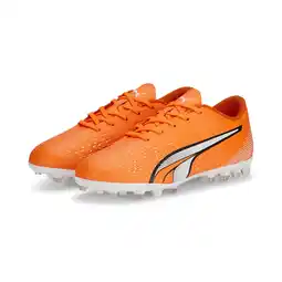 Decathlon ULTRA Play MG voetbalschoenen voor jongeren PUMA Ultra Orange White Blue Glimmer aanbieding