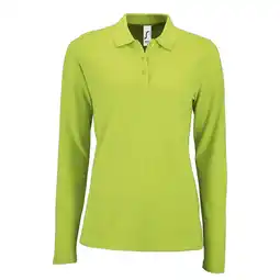 Decathlon Dames Perfect Pique Poloshirt met Lange Mouwen (Appelgroen) aanbieding