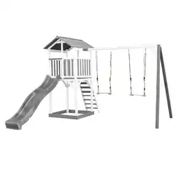 Decathlon Beach Tower Speeltoren Grijs/Wit, Glijbaan Grijs, 2 Schommels aanbieding