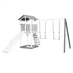 Decathlon Beach Tower Speeltoren Grijs/Wit, Glijbaan Wit, 2 Schommels aanbieding