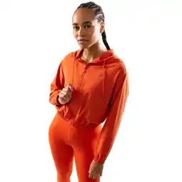 Decathlon Dames Fitness ultralicht cropped sportief windjack Biscayne Rood aanbieding