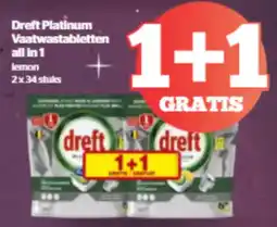 Spar Dreft Platinum Vaatwastabletten all in 1 aanbieding