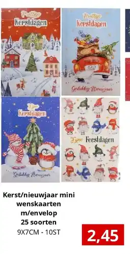 NH Market Kerst/nieuwjaar mini wenskaarten m/envelop 25 soorten aanbieding