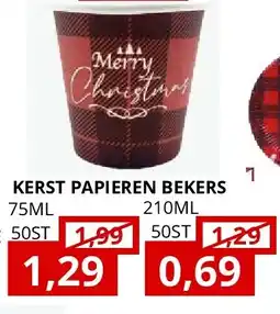 NH Market KERST PAPIEREN BEKERS 75ML 50ST aanbieding