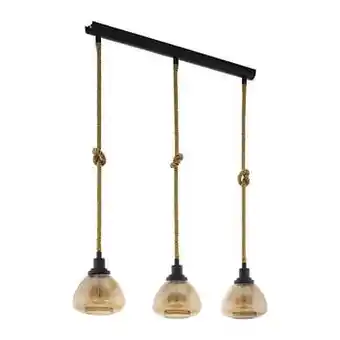 Leen Bakker EGLO hanglamp 3-lichts Rampside - zwart/amber - Leen Bakker aanbieding