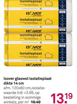 Karwei Isover glaswol isolatieplaat dikte 14 cm aanbieding