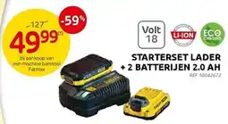 Brico Starterset Lader + 2 Batterijen 2.0 Ah aanbieding