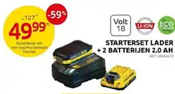 Brico Starterset Lader + 2 Batterijen 2.0 AH aanbieding