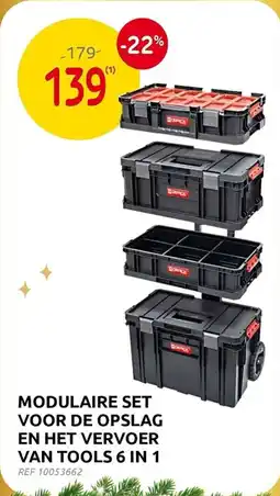 Brico Modulaire Set Voor de opslag en het vervoer van tools 6 in 1 aanbieding