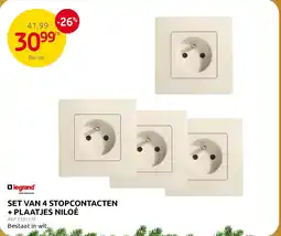 Brico Legrand set van 4 stopcontacten + plaatjes niloé aanbieding