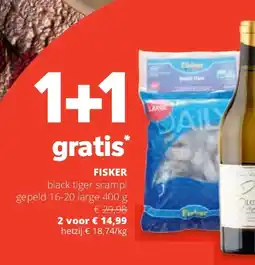 Spar FISKER black tiger scampi gepeld 16-20 large 400 g aanbieding
