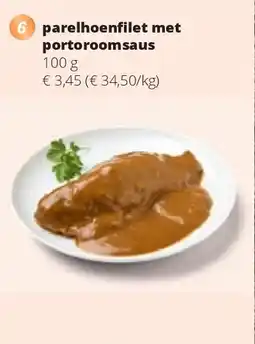 Spar parelhoenfilet met portoroomsaus 100 g aanbieding