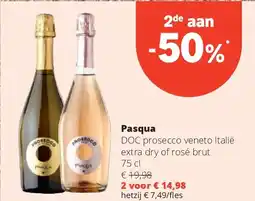 Spar Pasqua DOC prosecco veneto Italië extra dry of rosé brut 75 cl aanbieding