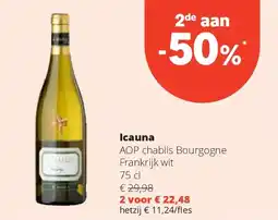 Spar Icauna AOP chablis Bourgogne Frankrijk wit 75 cl aanbieding