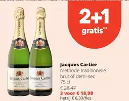 Spar Jacques Cartier methode traditionelle brut of demi-sec 75 cl aanbieding