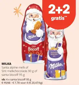 Spar MILKA Santa alpine melk aanbieding