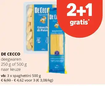 Spar DE CECCO deegwaren 250 g aanbieding