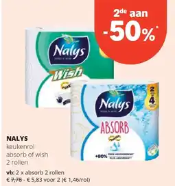 Spar NALYS keukenrol absorb of wish 2 rollen aanbieding