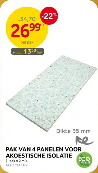 Brico Pak van 4 panelen voor akoestische isolatie aanbieding