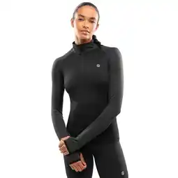Decathlon Dames Fitness hardloopsweatshirt met halve rits Center Black Zwart aanbieding
