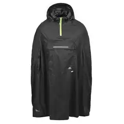 Decathlon Unisex Qikpac Waterdichte Opbergbare Poncho met Capuchon (Zwart) aanbieding