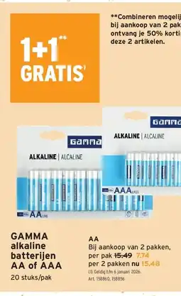 GAMMA GAMMA alkaline batterijen AA aanbieding