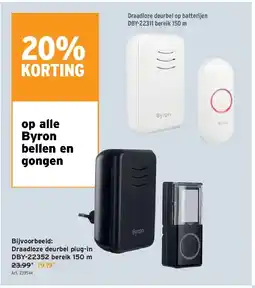 GAMMA Draadloze deurbel plug-in DBY-22352 bereik 150 m aanbieding