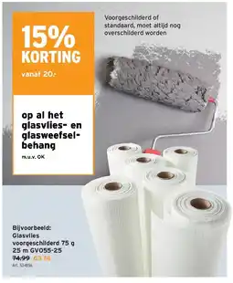 GAMMA Glasvlies voorgeschilderd 75 g 25 m GV055-25 aanbieding