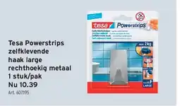 GAMMA Tesa Powerstrips zelfklevende haak large rechthoekig metaal 1 stuk/pak aanbieding