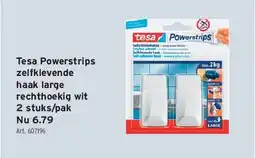 GAMMA Tesa Powerstrips zelfklevende haak large rechthoekig wit 2 stuks/pak aanbieding