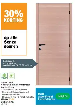 GAMMA Honingraat eik wit horizontaal 201,5x83 cm aanbieding