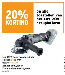 GAMMA Lux 20V accu haakse slijper aanbieding