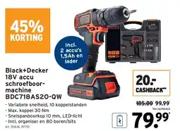 GAMMA Black+Decker 18V accu schroefboormachine BDC718AS2O-QW aanbieding