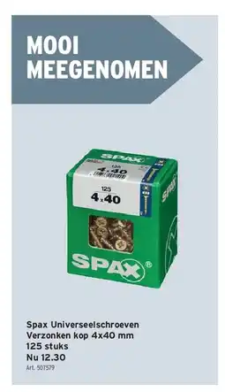 GAMMA Spax Universeelschroeven Verzonken kop 4x40 mm 125 stuks aanbieding