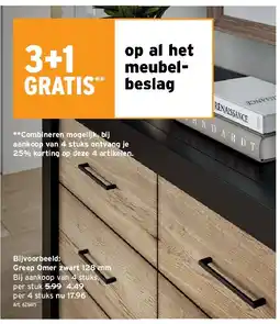 GAMMA Greep Omer zwart 128 mm Bij aankoop van 4 stuks aanbieding